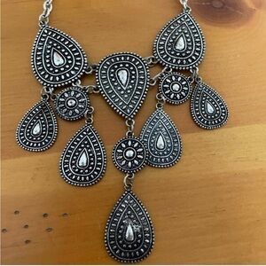 Elegant Bohemian Silver Statement Necklace